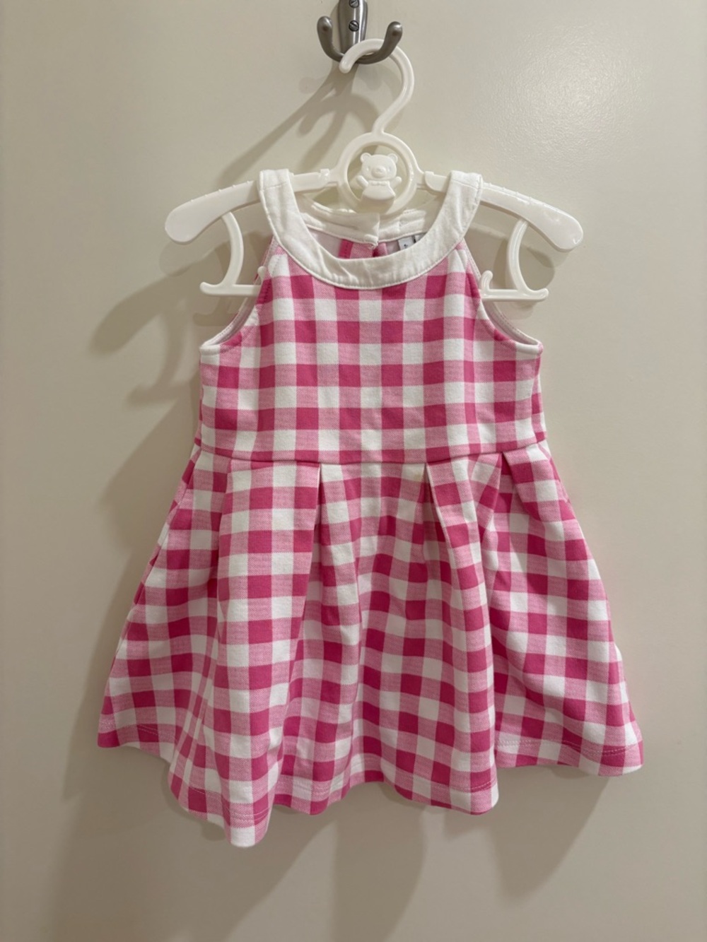 Janie and Jack Pink and White Gingham Sleeveless Dress